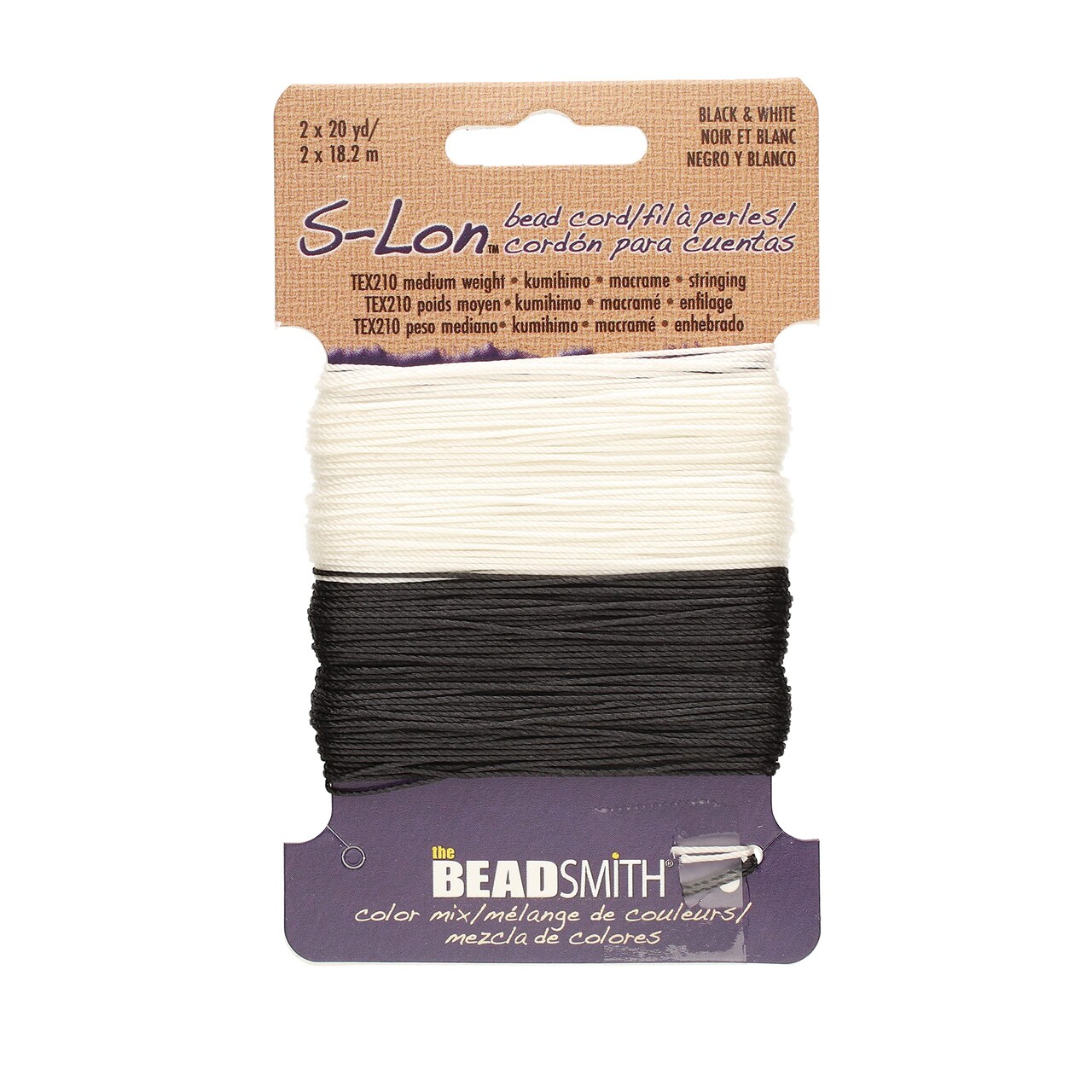 The Beadsmith S-Lon Bead Cord – .5 mm Twisted Nylon Cord for Stringing, TEX210